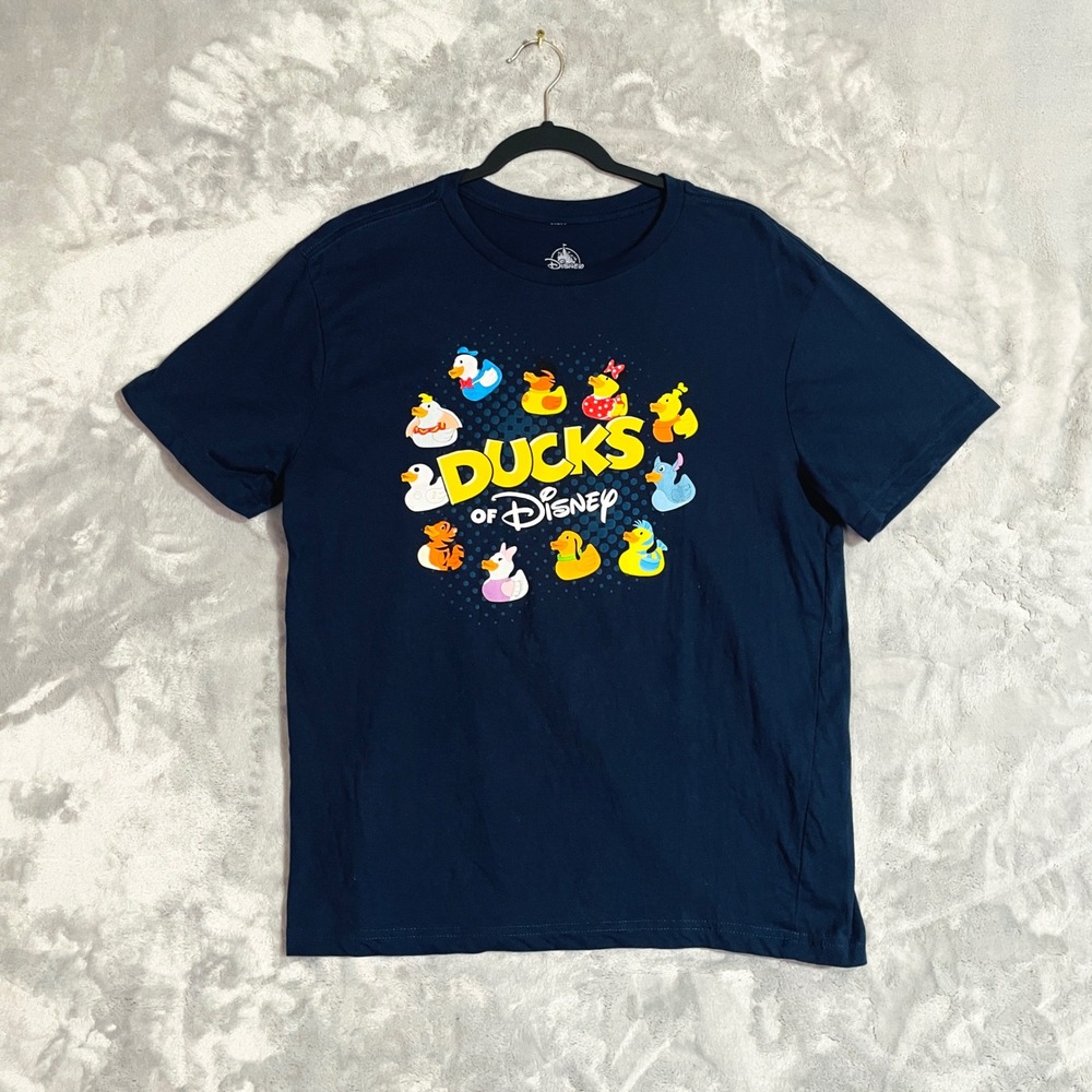 Disney Ducks of Disney Graphic Tee Mens Medium Navy Blue Excellent Rubber Duck